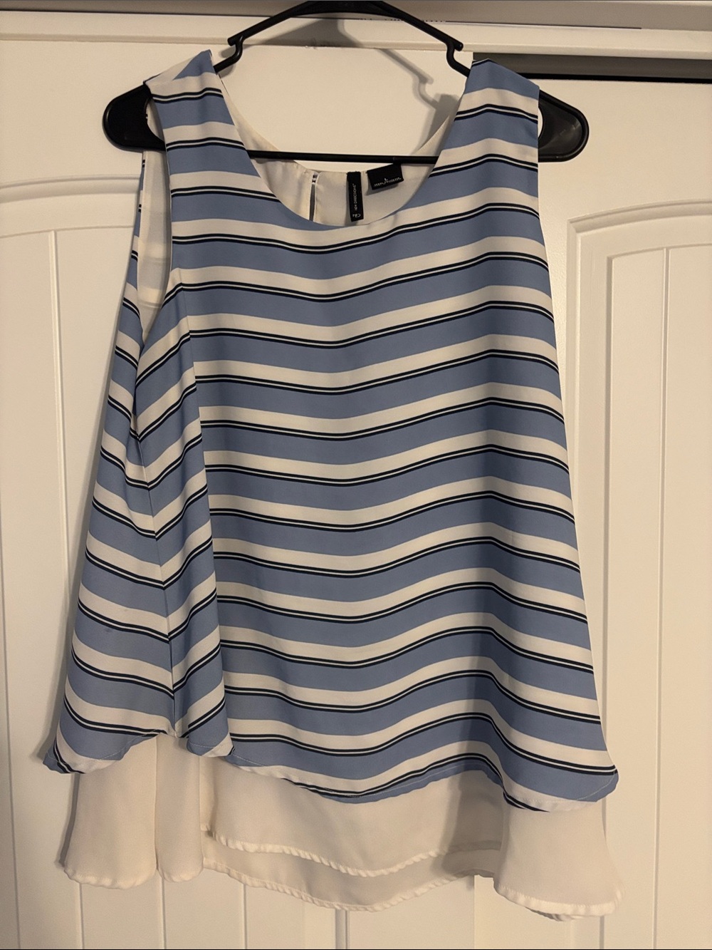 new directions Blue and White Striped Layered Sleeveless Camisole